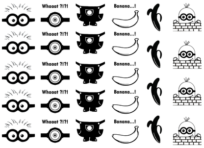 Goggles Bananas 28 pcs 1 Inch Black Fused Glass Decals