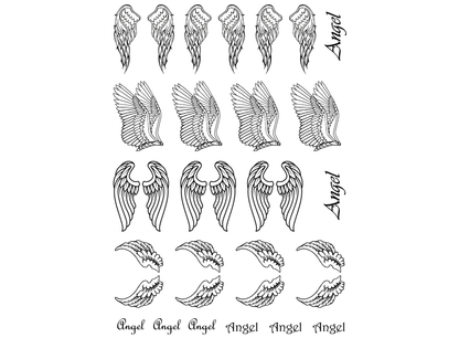 Angel Wings 22 pcs Black Fused Glass Decals