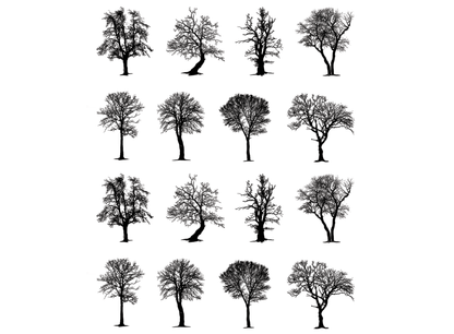 Trees 16 pcs 0.75 Inch Black Fused Glass Decals