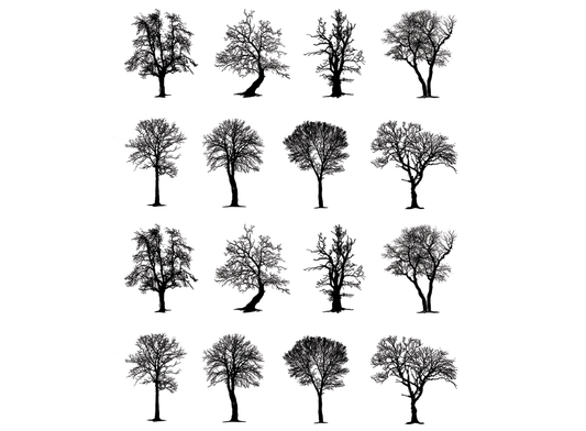 Trees 16 pcs 0.75 Inch Black Fused Glass Decals
