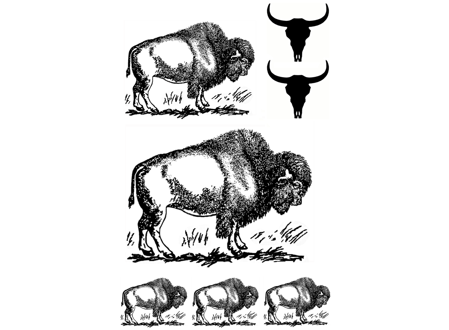 Bison 7 pcs Black Fused Glass Decals