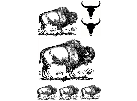 Bison 7 pcs Black Fused Glass Decals