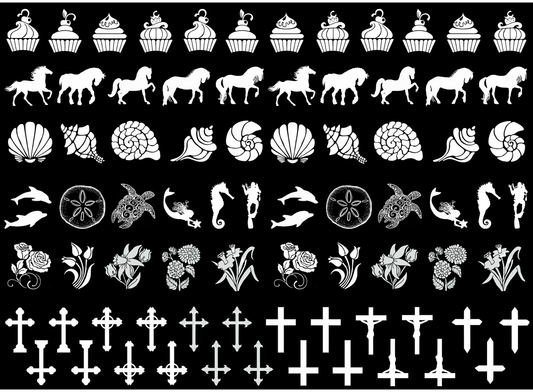 Cupcake Cross 75 pcs 0.65 Inch White Fused Glass Decals