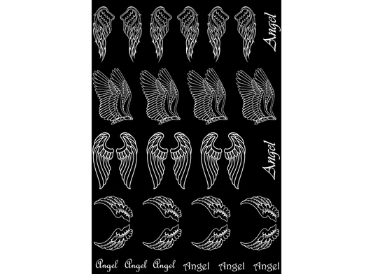 Angel Wings 22 pcs 0.5 to 1 Inch White Fused Glass Decals