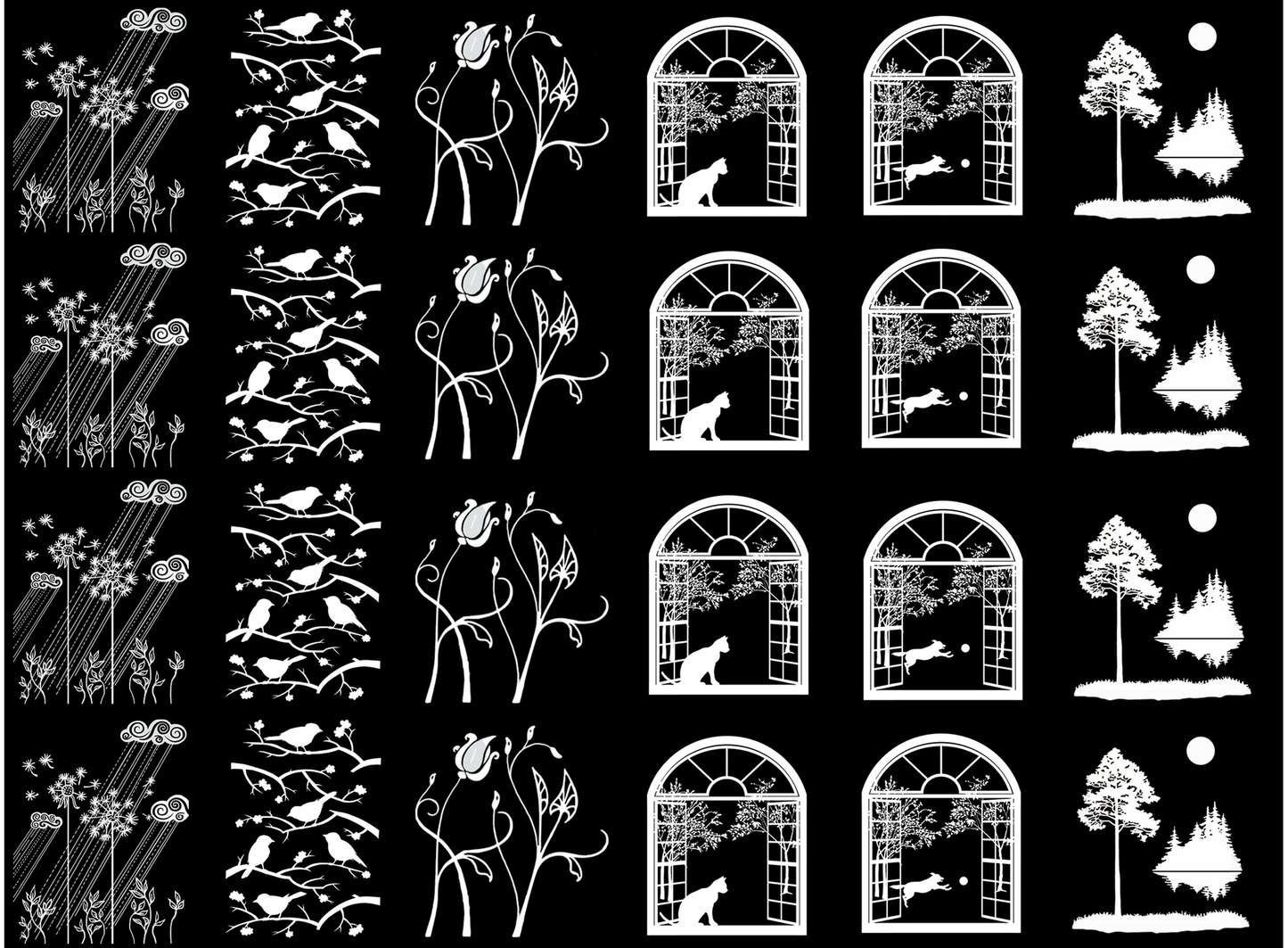 Garden Delights 24 pcs 1 to 1.25 Inch White Fused Glass Decals