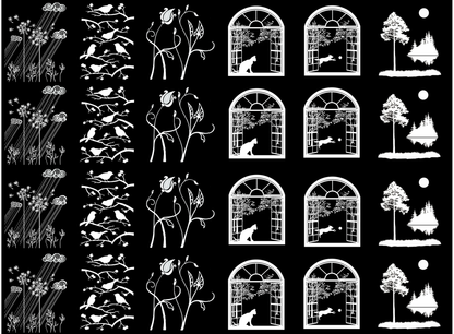 Garden Delights 24 pcs 1 to 1.25 Inch White Fused Glass Decals
