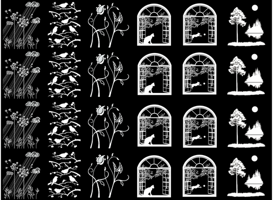 Garden Delights 24 pcs 1 to 1.25 Inch White Fused Glass Decals