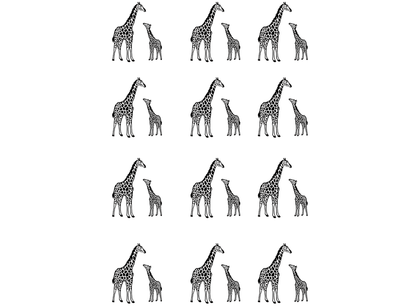 Giraffes 12 pcs 1 Inch Black Fused Glass Decals