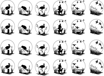 Moonscape Nature Scenes 24 pcs 1" Black Fused Glass Decals