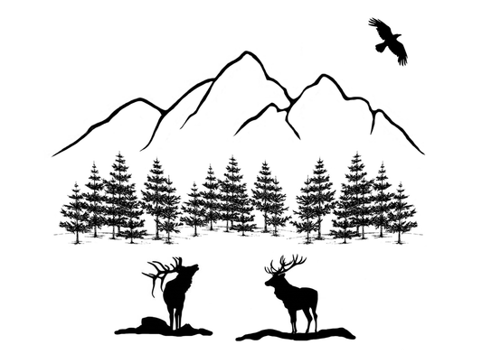 Elk Mountain 2 pcs 4 Inch Black Fused Glass Decals