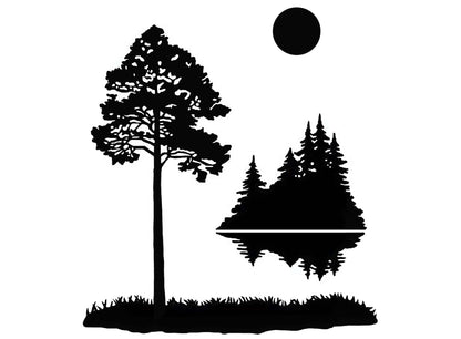 Tree Reflection 2 pcs 4 Inch Black Fused Glass Decals