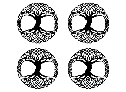 Tree of Life 48 pcs 0.5 Inch Black Fused Glass Decals