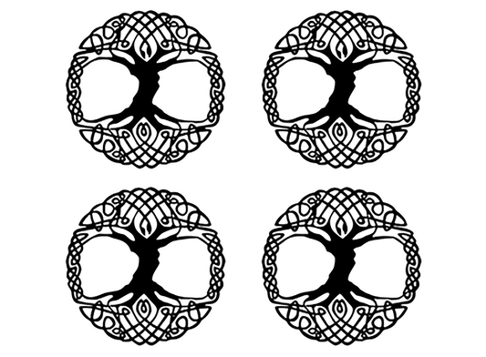 Tree of Life 48 pcs 0.5 Inch Black Fused Glass Decals