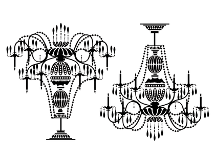 Chandelier 2 pcs 3 Inch Black Fused Glass Decals