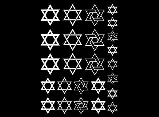 Star of David 25 pcs White Fused Glass Decals