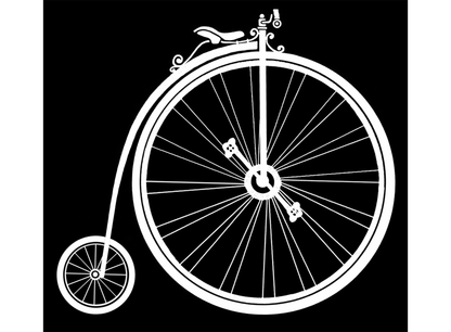 Vintage Penny Farthing Bicycle 2 pcs 4 Inch White Fused Glass Decals