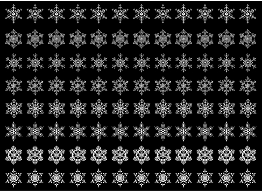 Snowflakes 96 pcs 0.5 Inch White Fused Glass Decals