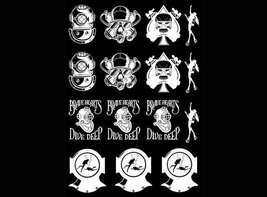 Scuba 16 pcs 1 Inch White Fused Glass Decals