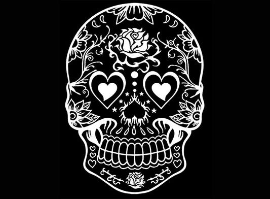 Sugar Skull 2 pcs 3.75 Inch White Fused Glass Decals
