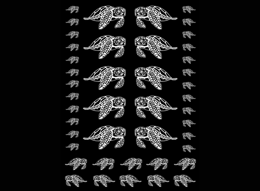Sea Turtles Family 44 pcs White Fused Glass Decals