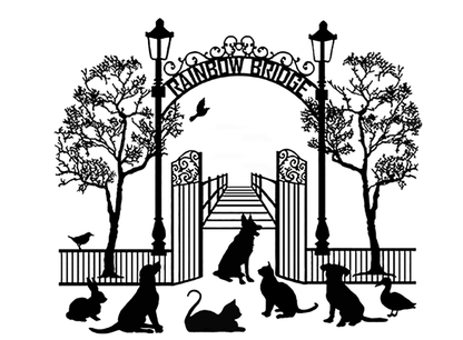Rainbow Bridge Pets 4 pcs 2.5 Inch Black Fused Glass Decals