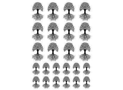Tree of Life 24 pcs 0.75 to 1.15 Inch Black Fused Glass Decals