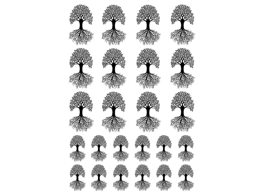 Tree of Life 24 pcs 0.75 to 1.15 Inch Black Fused Glass Decals