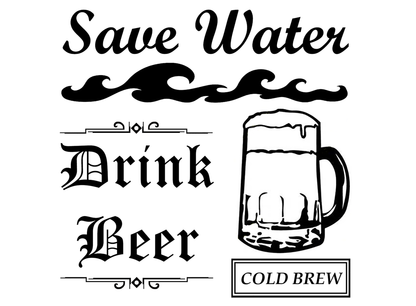 Save Water Drink Beer 2 pcs 3.75 Inch Fused Glass Decals