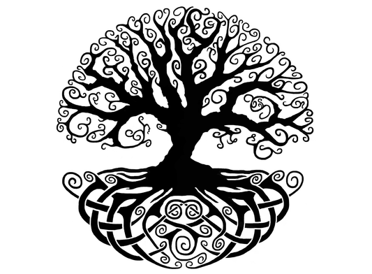 Celtic Knot Tree of Life 4 pcs 2 Inch Black Fused Glass Decals