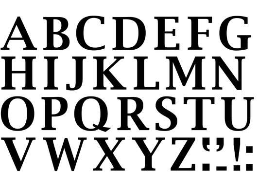 Lucida Font Letters Upper Case 31 pcs 1 Inch Black Fused Glass Decals