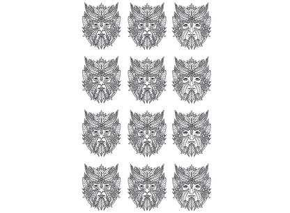 Greenman Greenwoman 12 pcs 1.15 Inch Black Fused Glass Decals