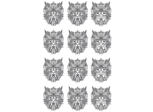 Greenman Greenwoman 12 pcs 1.15 Inch Black Fused Glass Decals