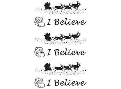 Barrette Christmas I Believe Santa Sleigh 6 pcs 0.75 Inch Black Fused Glass Decals