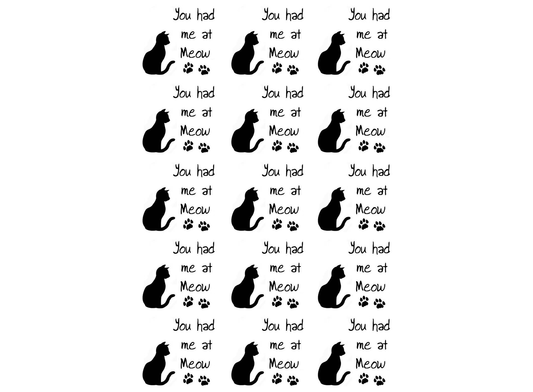 You had me at Meow Cat 15 pcs 1 Inch Black Fused Glass Decals