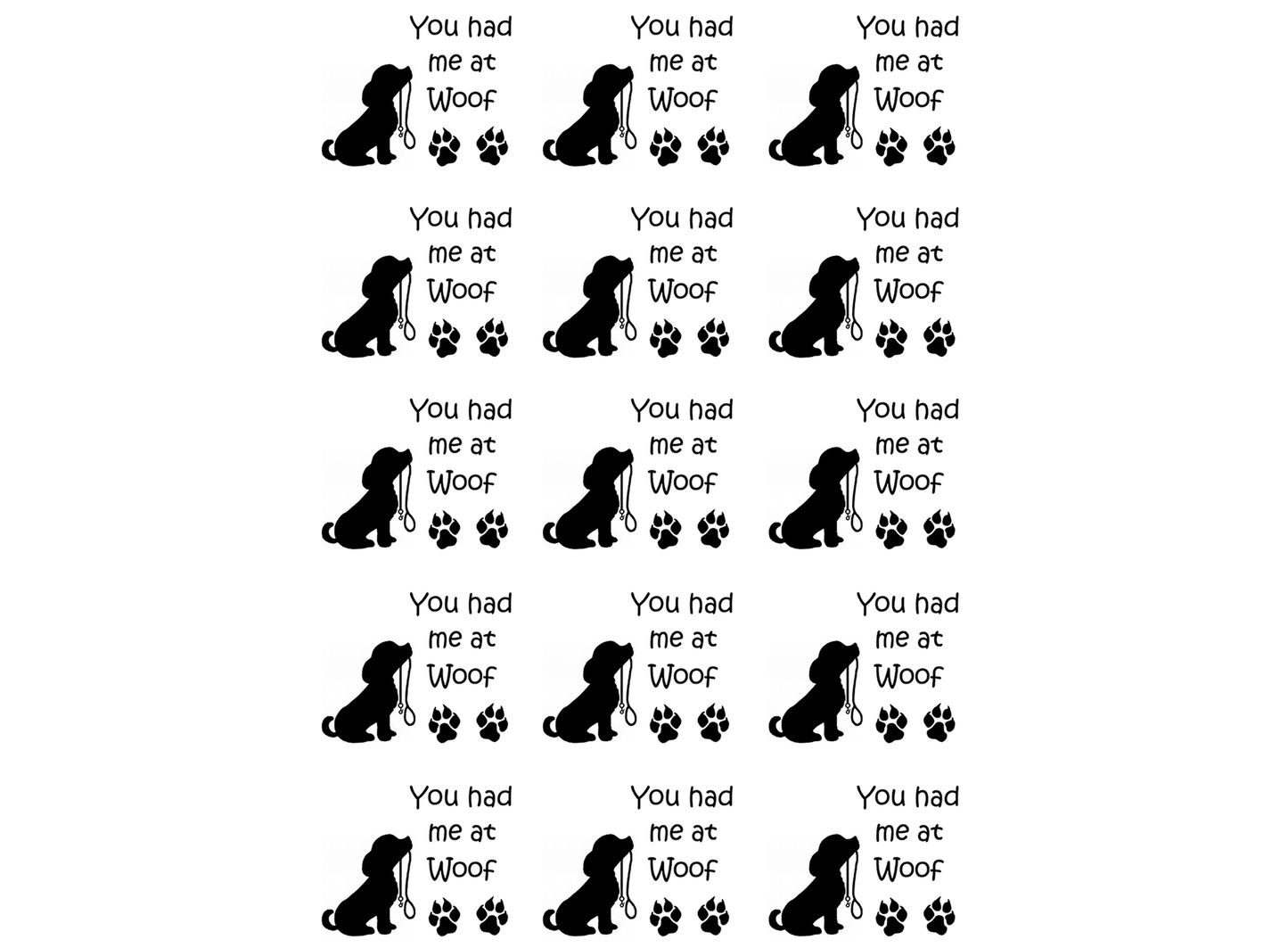You Had Me at Woof Dog 15 pcs 1 Inch Black Fused Glass Decals