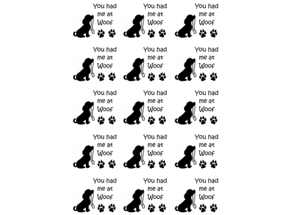 You Had Me at Woof Dog 15 pcs 1 Inch Black Fused Glass Decals