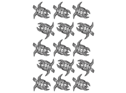 Sea Turtle 15 pcs 1 Inch Black Fused Glass Decals