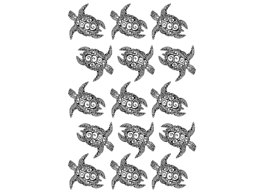 Sea Turtle 15 pcs 1 Inch Black Fused Glass Decals