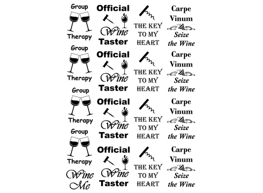 Wine Group Therapy 17 pcs 1 Inch Black Fused Glass Decals