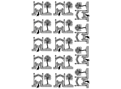 Rainbow Bridge Dog Cat 14 pcs 1 Inch Black Fused Glass Decals
