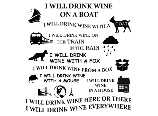 Wine Poem 2 pcs 3.75 Inch Black Fused Glass Decals
