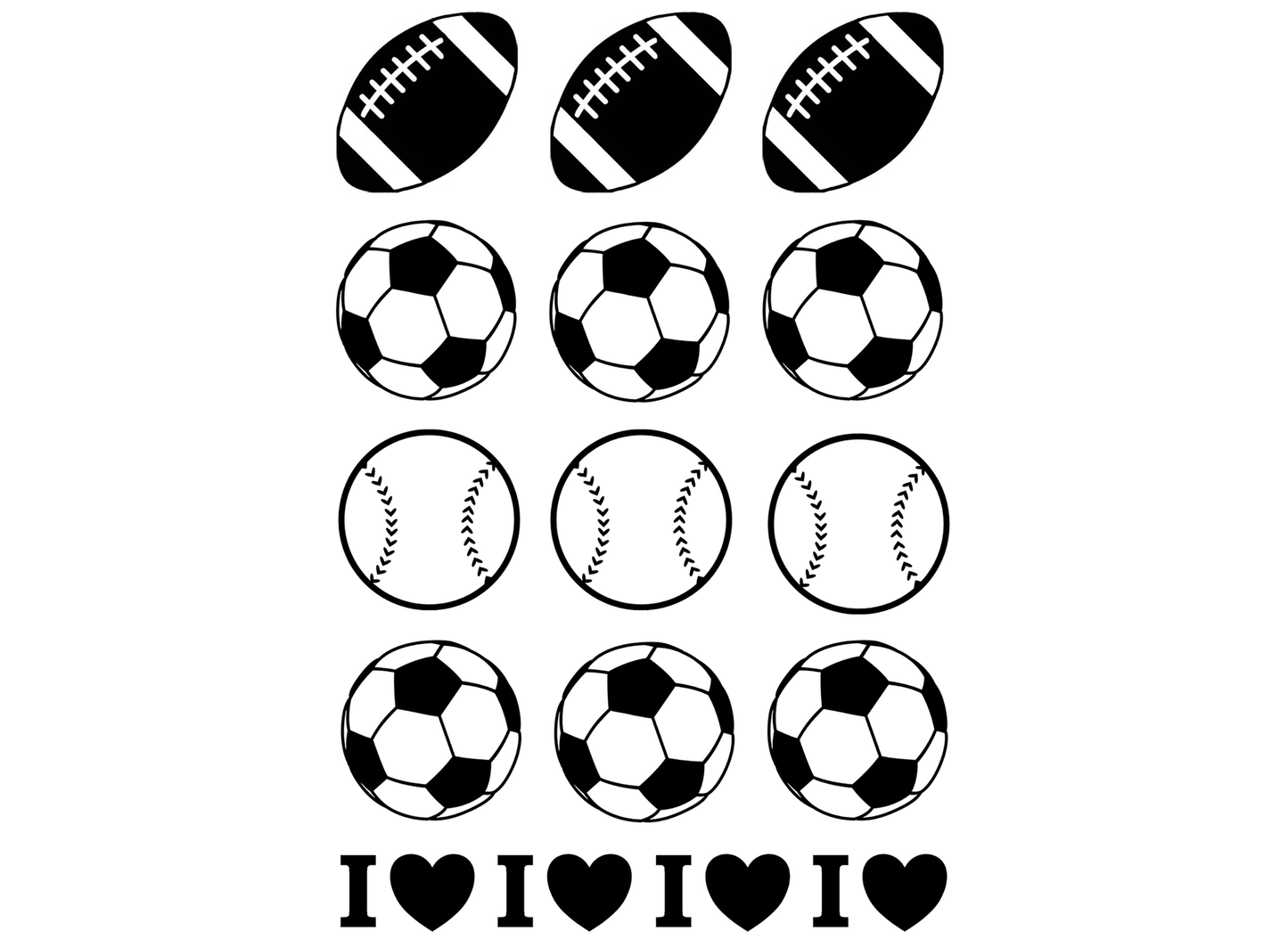 Football Soccer Ball Baseball 16 pcs 1 Inch Black Fused Glass Decals