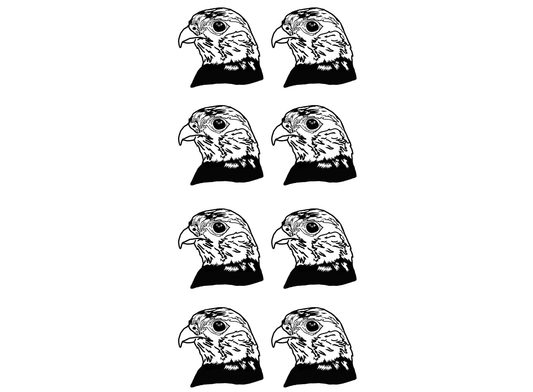 Falcon Head 8 pcs 1 Inch Black Fused Glass Decals