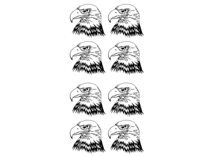 Eagle Head 8 pcs 1 Inch Black Fused Glass Decals