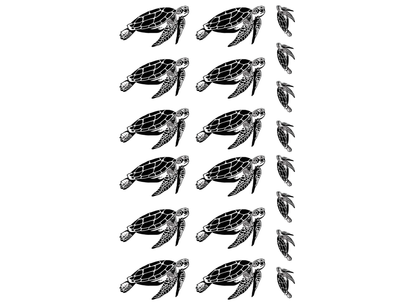 Sea Turtles 20 pcs 0.5 to 1 Inch Black Fused Glass Decals