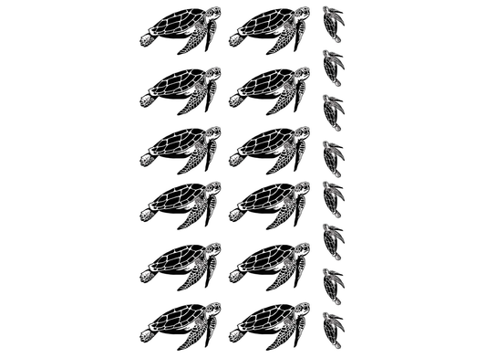 Sea Turtles 20 pcs 0.5 to 1 Inch Black Fused Glass Decals