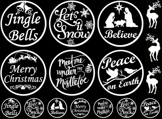 Christmas Ornaments 16 pcs White Fused Glass Decals