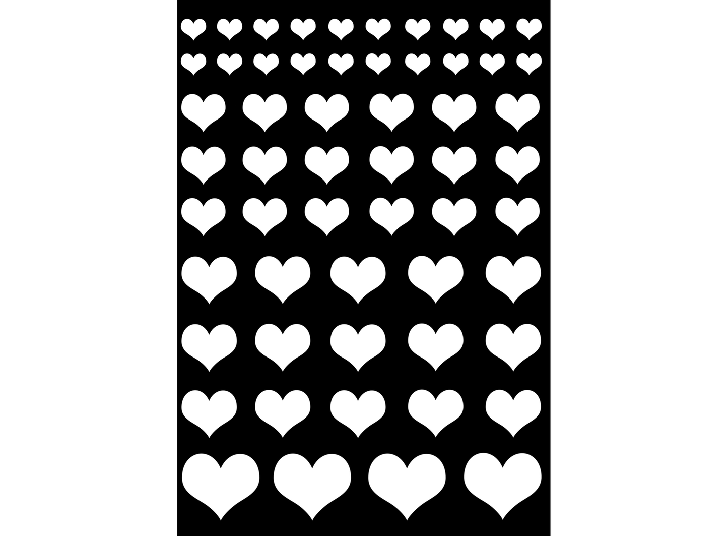 Hearts 57 pcs White Fused Glass Decals