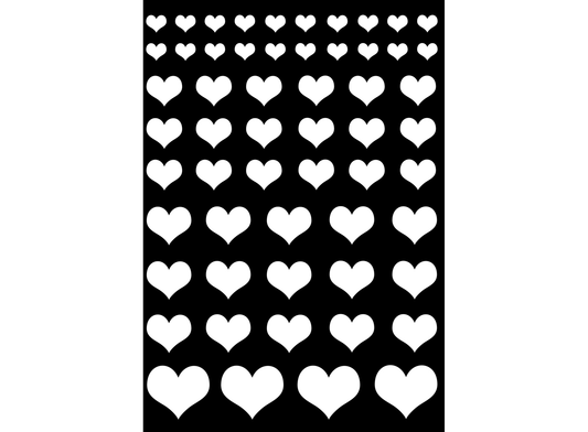 Hearts 57 pcs White Fused Glass Decals