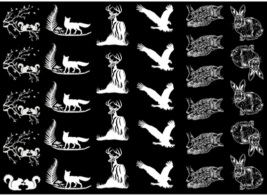 Forest Friends 30 pcs 1 Inch White Fused Glass Decals